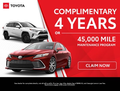 Complimentary 4 Years or 45,000 Mile Maintenance Program